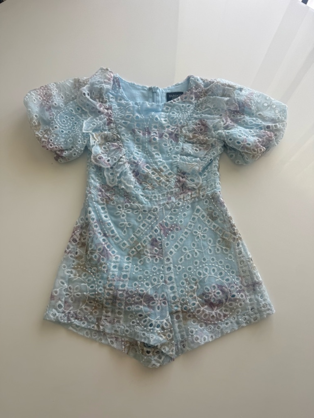 Bardot Light Blue Eyelet Floral One-Piece Romper